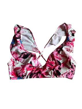 Seeded and Sewn Pink Floral Bikini Top Size Medium